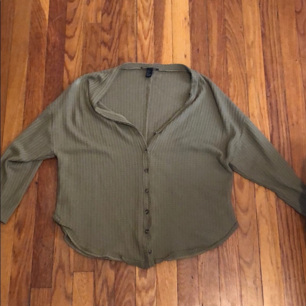 Forever 21 Green button up shirt